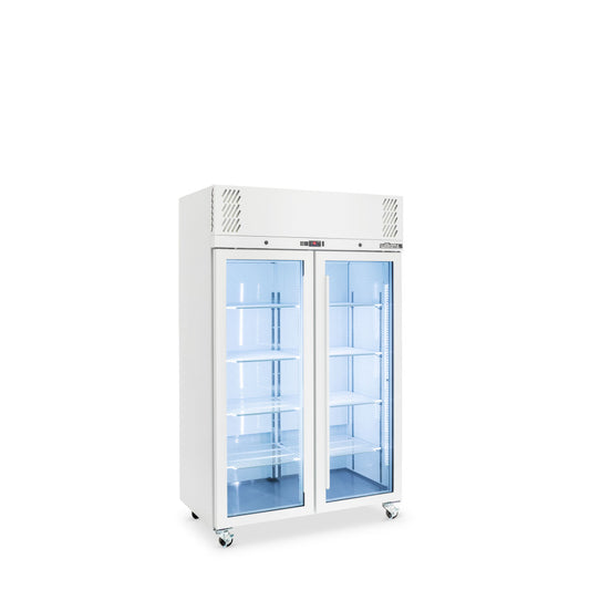 HP2GW Pearl - Two Door White Colorbond Upright Display Refrigerator