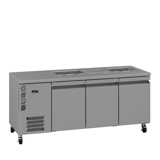 HO3USSBA Opal - Three Door Stainless Steel Under Counter Refrigerator With Blown Air Well