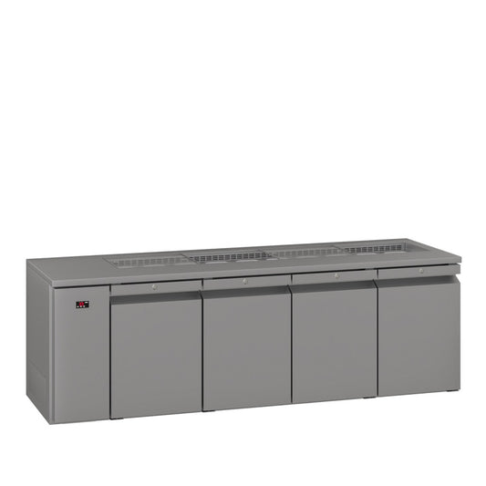 HO4RSSBA Opal - Four Door Stainless Steel Remote Under Counter Refrigerator With Blown Air Well