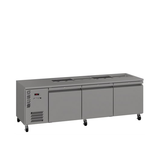 HE3USSBA Emerald - Three Door Stainless Steel Under Counter Refrigerator With Blown Air Well