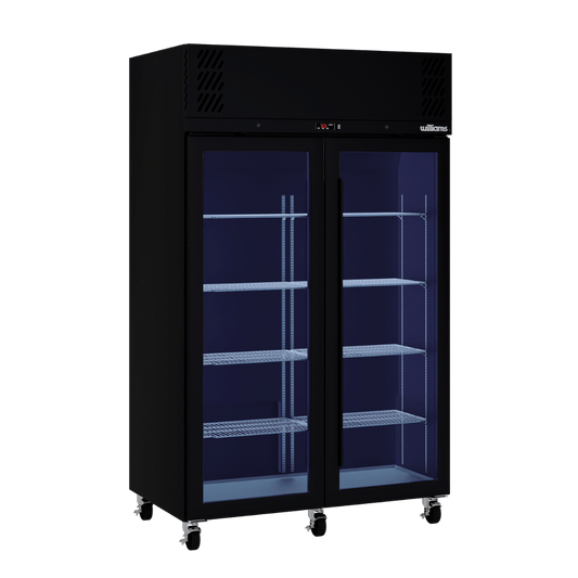 HP2GB Pearl - Two Door Black Colorbond Upright Display Refrigerator