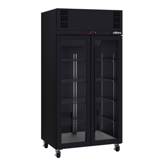 HPR2GB Pearl - Slim Two Door Black Colorbond Upright Display Refrigerator