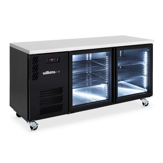 HB2UGBHC Boronia - Two Door Black Colorbond Under Counter Display Refrigerator