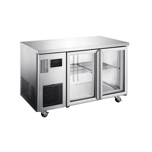 HTU2GSHC Topaz Under Counter - Two Door Stainless Under Counter Glass Door Refrigerator