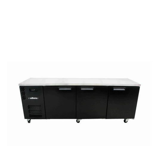 HB3USBHC Boronia - Three Door Black Colorbond Under Counter Display Refrigerator