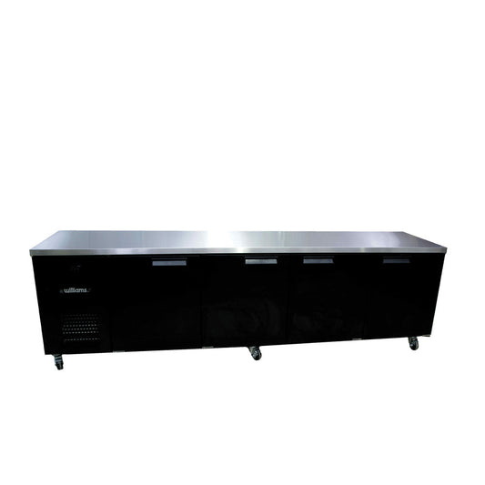 HB4USBHC Boronia - Four Door Black Colorbond Under Counter Display Refrigerator