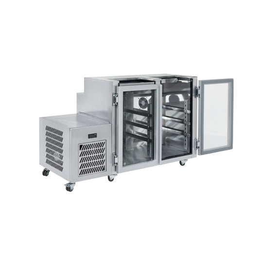 FGC2U-L Glass Chiller - Two Door Self Contained Glass Chiller Slimline with two shelves and left hand services