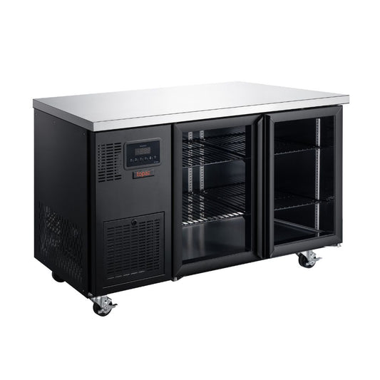 HTU2GBHC Topaz Under Counter - Two Door Black Under Counter Glass Door Refrigerator