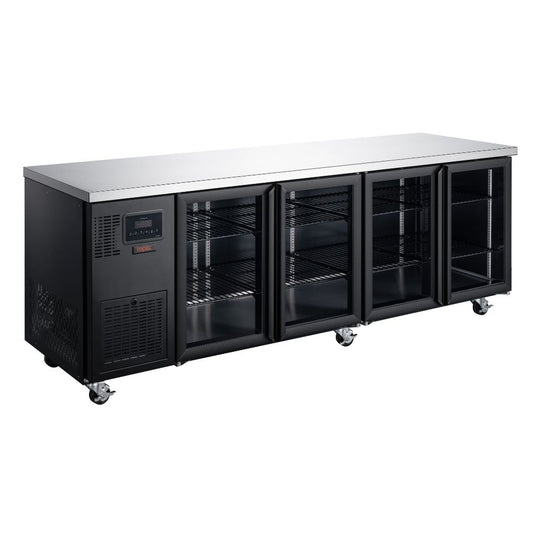 HTU4GBHC Topaz Under Counter - Four Door Black Under Counter Glass Door Refrigerator