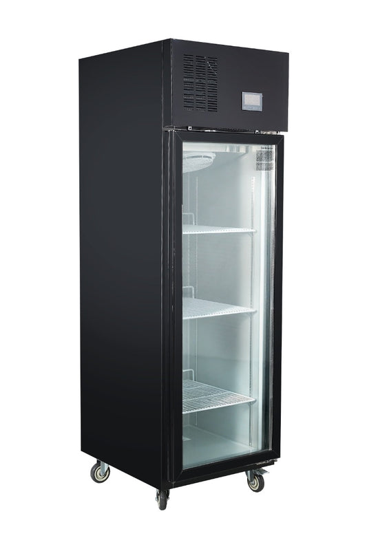 THERMASTER 500L Full-Width Single Black Glass Door Upright Display Fridge - SFWCG500B