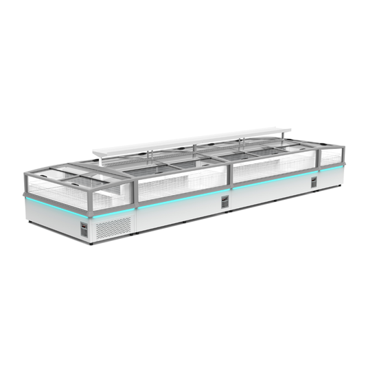 Thermaster 1201L 3 Sliding Lid Side Piece Dual Temperature Supermarket Island Display - SIFW-L250G