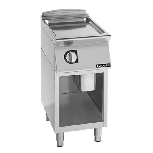 Giorik 700 Series 400mm wide Smooth Satin Chrome Electric Frytop on Open Base FLE72GCRXT