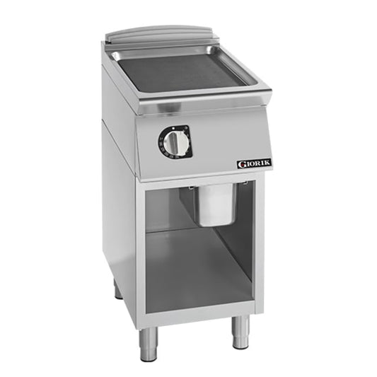 Giorik 700 Series 400mm wide Smooth Mild Steel Electric Frytop on Open Base FLE72GFT