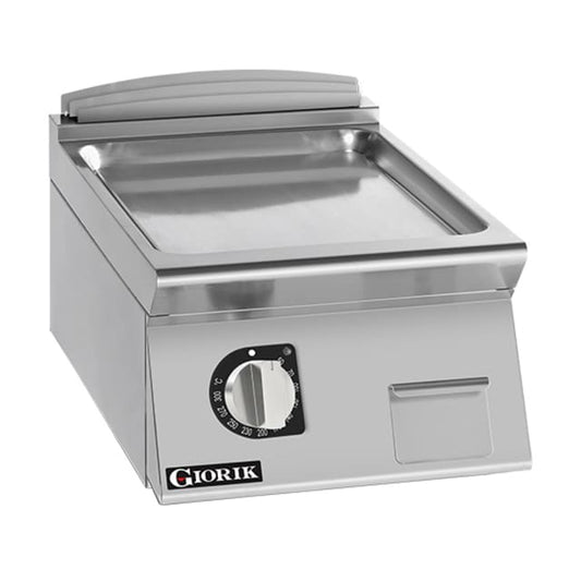 Giorik 700 Series 400mm wide Smooth Satin Chrome Electric Frytop FLE72TCRXT