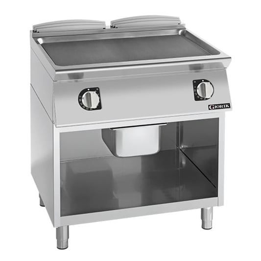 Giorik 700 Series 800mm wide Smooth Mild Steel Electric Frytop on Open Base FLE741GFT