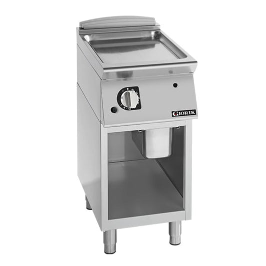Giorik 700 Series 400mm wide Smooth Satin Chrome Gas Frytop on Open Base FLG72GCRXT.N