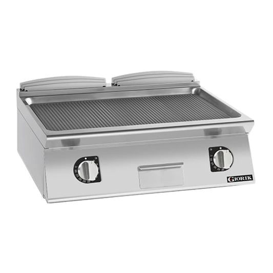 Giorik 700 Series 800mm wide Ribbed Mild Steel Electric Frytop FRE741TFT