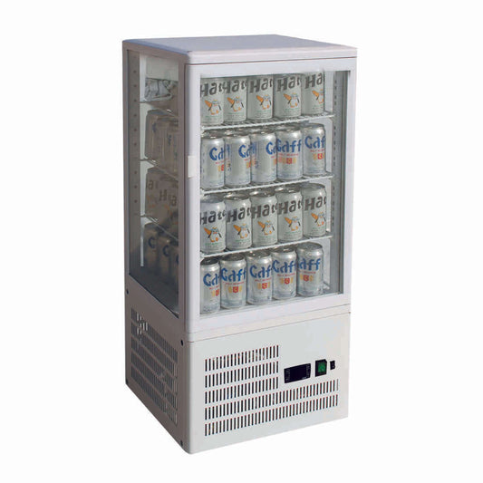 Thermaster Four-Sided Countertop Beverage Display Fridge White - TCBD78W