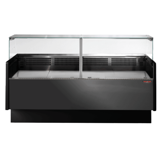 Tecnodom Serie MR80 Black 2000mm Wide Deli Display with Storage and Castors - TDMR-0820B