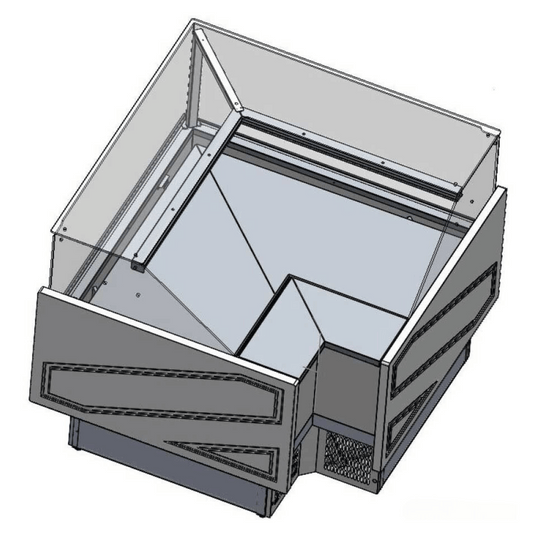 Tecnodom Series MR80 Black Corner Deli Display w/ Storage and Castors TDMR-08E