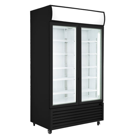 Thermaster Colourbond Upright Beverage Fridge 2 Doors Black - LG-1000BP