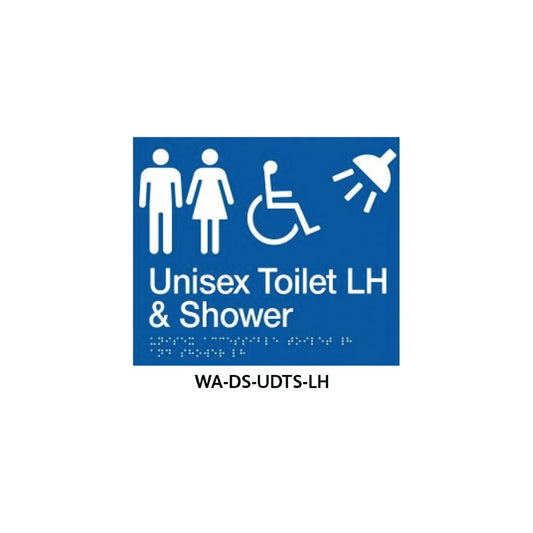 Braille Sign Unisex Disabled Toilet and Parent Room LHS (Blue) WA-DS-UDTS-LH