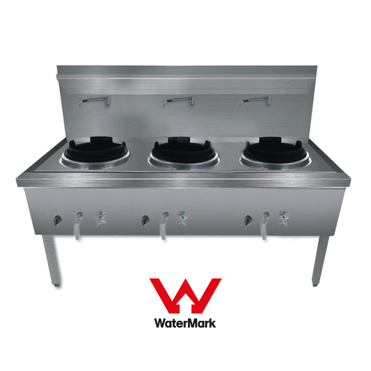 Gasmax Stainless Steel Waterless LPG Triple Wok Chimney Burner - WW-3LC