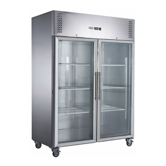 2NDs: FED-X S/S Two Full Glass Door Upright Freezer XURF1410G2V-QLD130