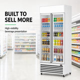 Thermaster Double Glass Door Colourbond Upright Drink Fridge - LG-580P