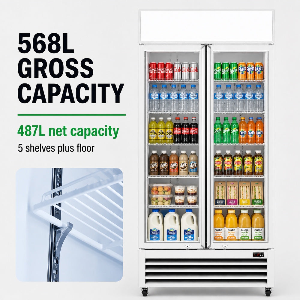 Thermaster Double Glass Door Colourbond Upright Drink Fridge - LG-580P