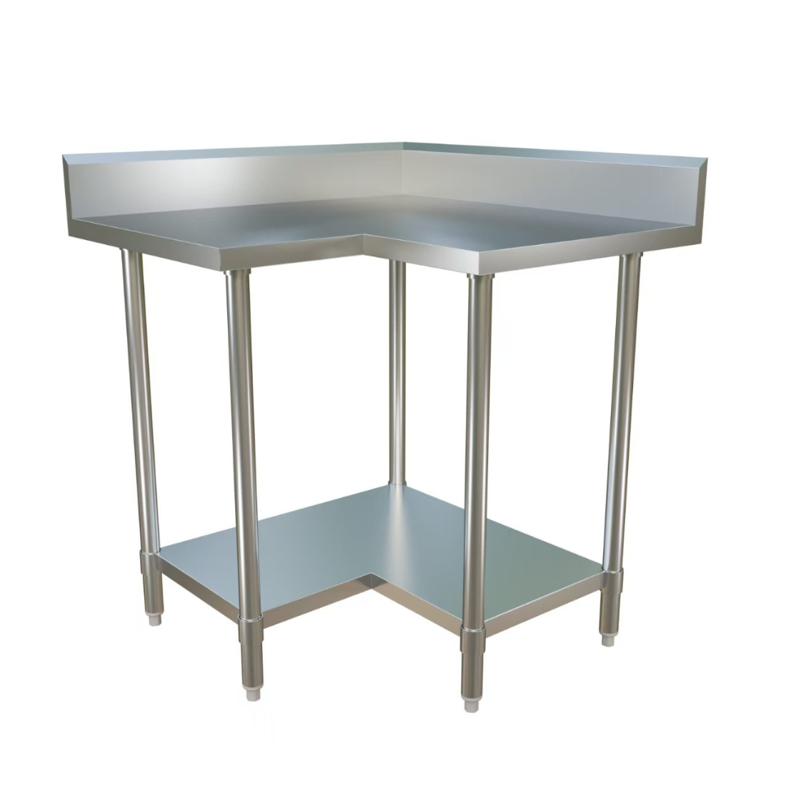 0900-7-WBCB - Economic Corner Workbench,100mm Splashback & Undershelf 900x900x900mm