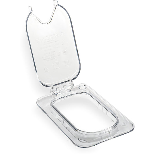 10339Z07 Pack of 6 – StorPlus™ EZ Access Hinged Notched Universal Food Pan Lid 1/9 Size – Clear