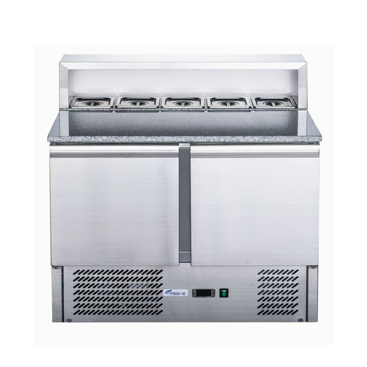 FED-X Two Door Salad Prep Fridge with Marble Top - XGNS900E