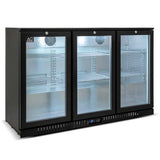 Three Door Bar Fridge - Black Body & Doors