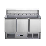 FED-X Three Door Salad Prep Fridge with Marble Top - XGNS1300E