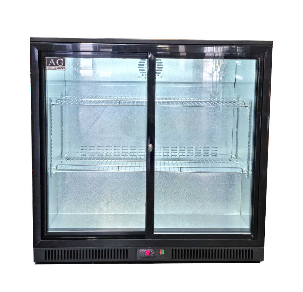 Twin Sliding Door Bar Fridge - Black Body & Doors