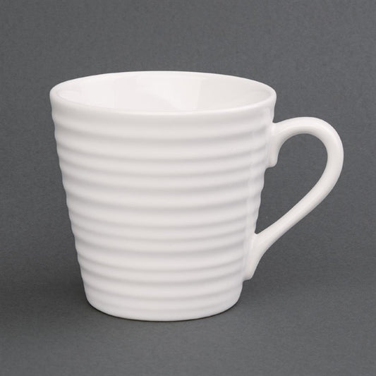 Olympia Cafe White Ripple Mug 12oz 340ml (Box 6)