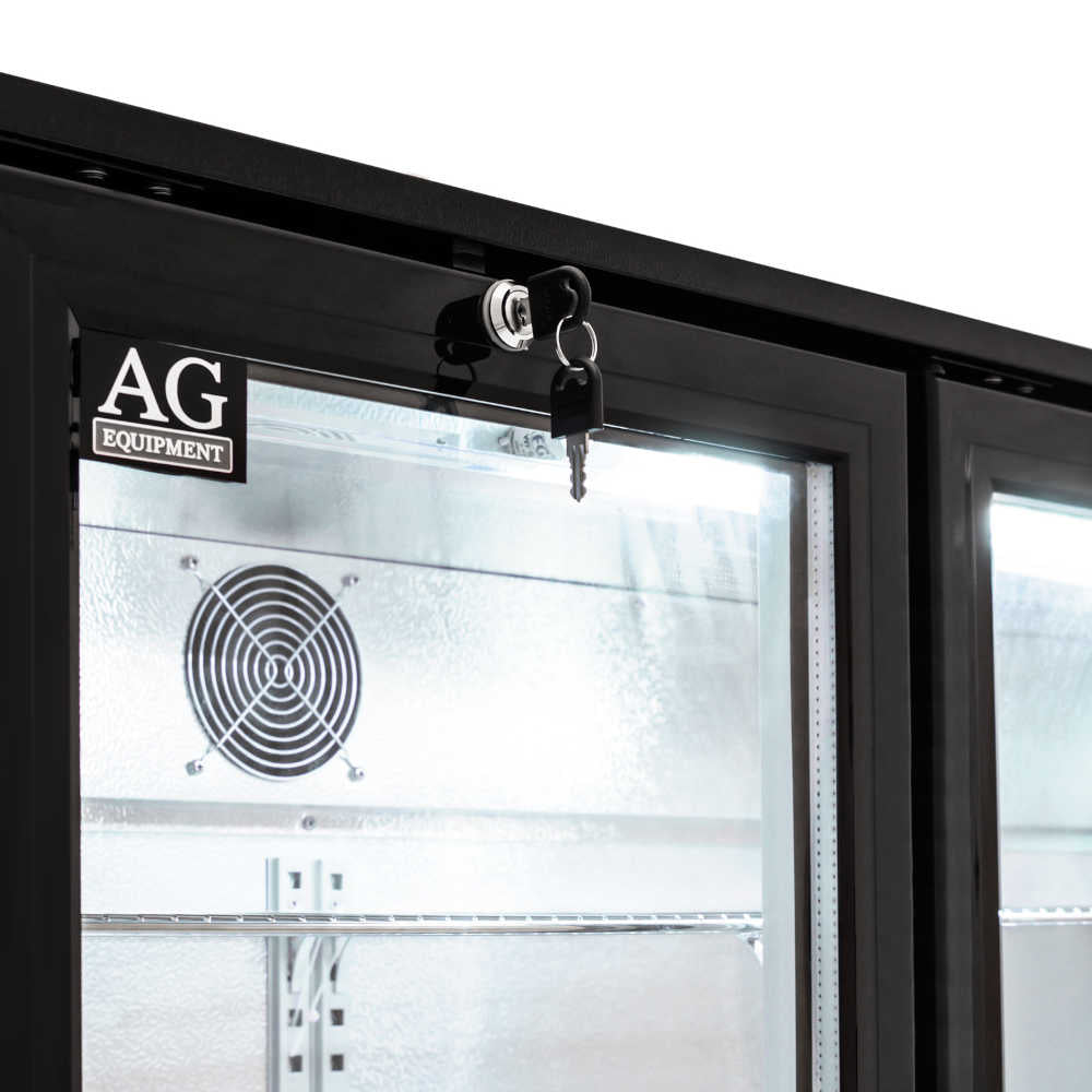 Three Door Bar Fridge - Black Body & Doors