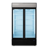 800L Double Door Upright Display Fridge - Glass Door