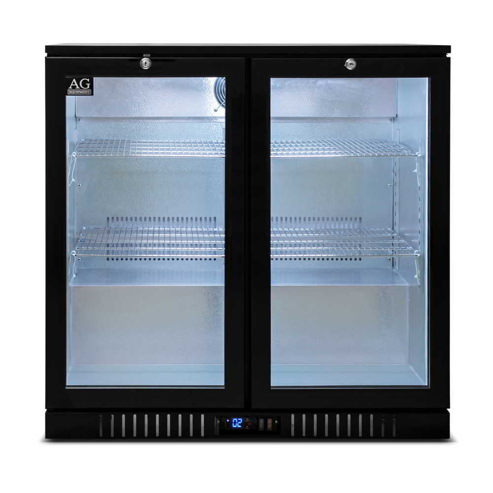 Twin Door Bar Fridge - Black Body & Doors