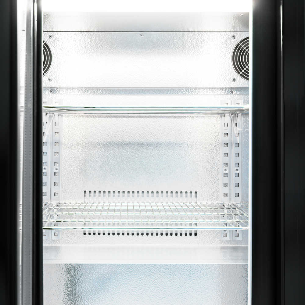 Three Door Bar Fridge - Black Body & Doors