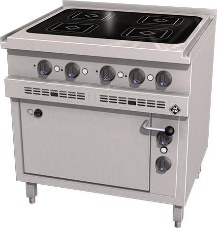 ELECTRIC INDUCTION RANGE 4 ZONE + ELECTRIC OVEN 1 1/2 GN OPT 700