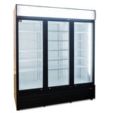 1500L Triple Door Upright Display Fridge - Glass Door