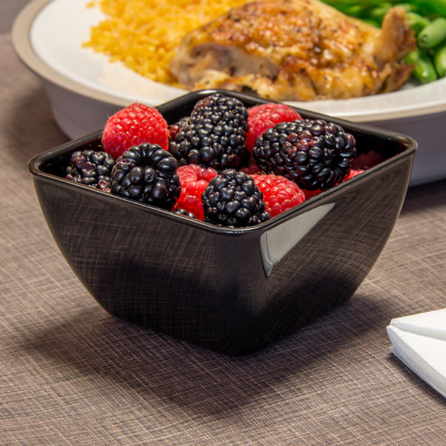DXSB1203 Pack of 48 Carlisle Black SAN Square Bowl 350mL Capacity 102mm x 102mm x 64mm
