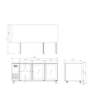 Glass Three Door Underbench Fridge 1800mm Wide