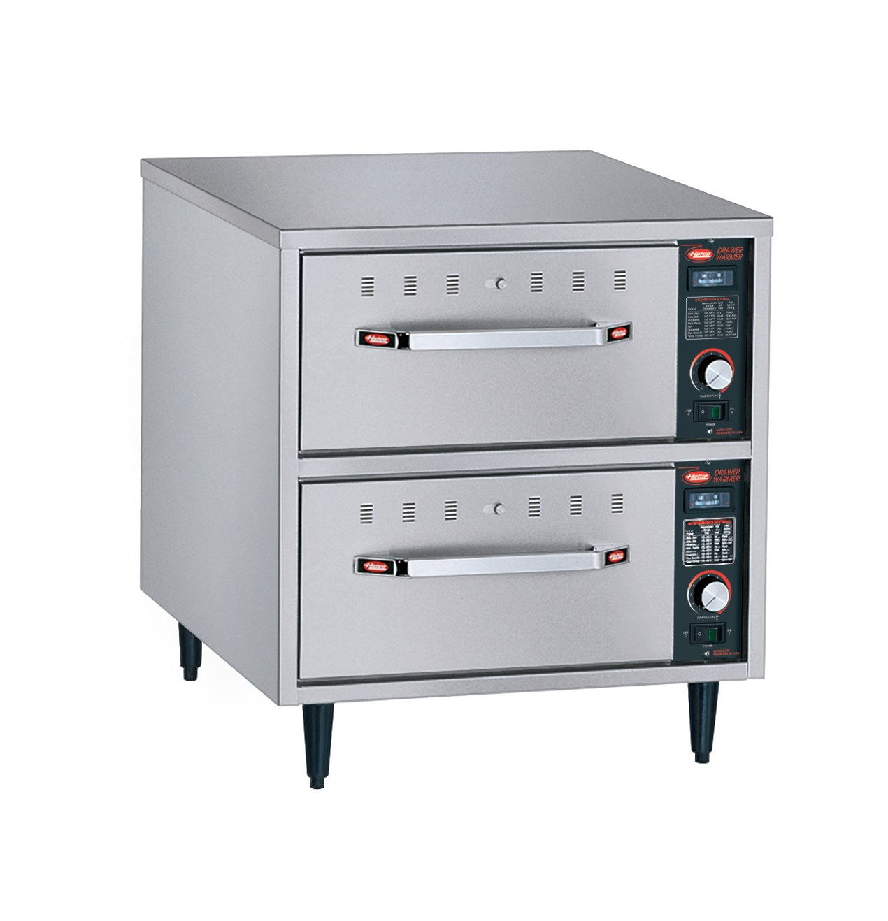 HDW-2N Hatco Free Standing Narrow Drawer Warmer - 2 draws with digital control - 530mm x 686mm x 537mm (excluding legs)