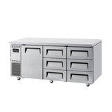 Undercounter 1 Door 6 Drawer Fridge KUR18-3D-6-N