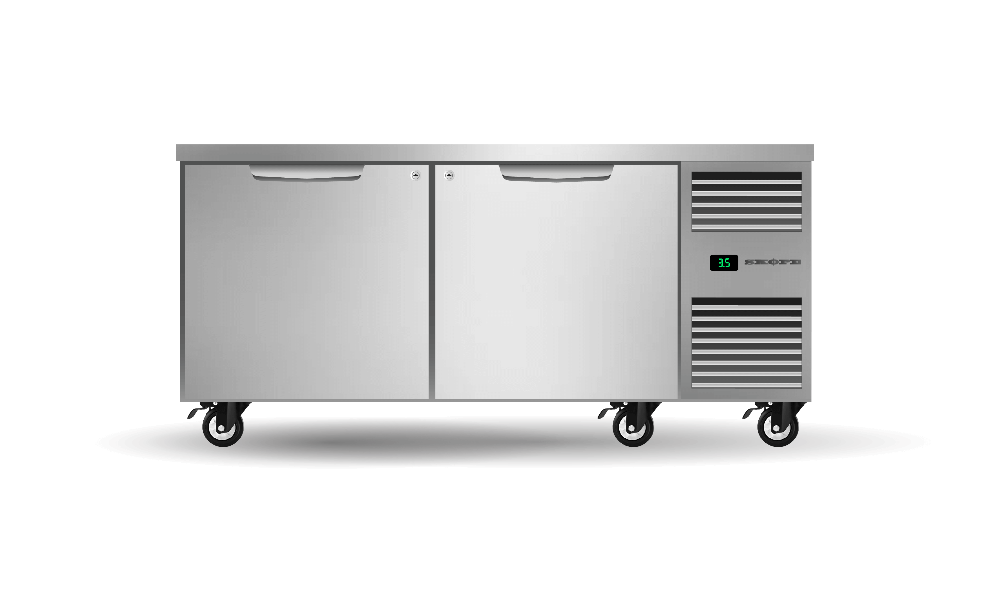 SKOPE – Two Solid Door Underbench GN2/1 Right Hand Fridge PG21.UBR.2.SD.RH