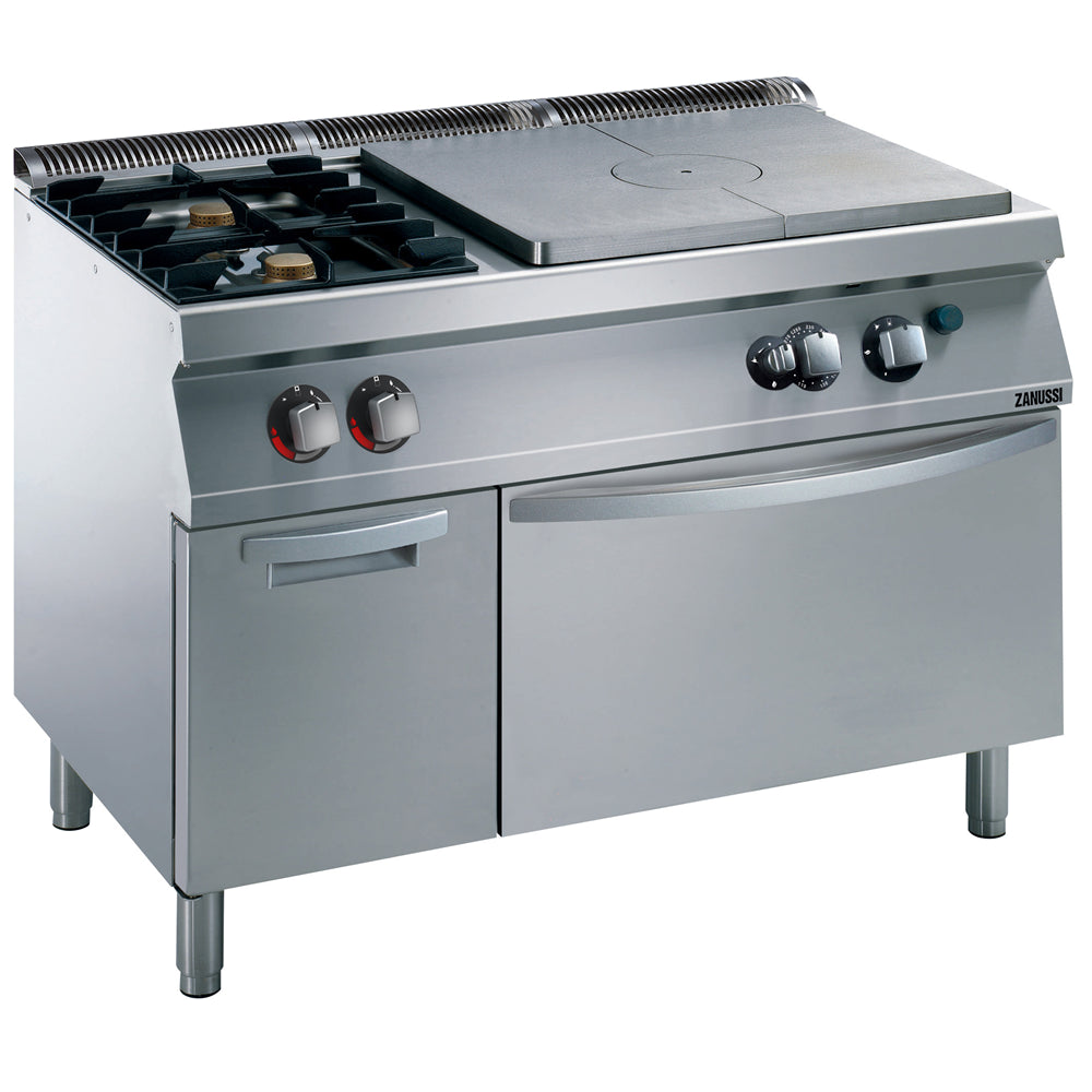 Gas 1200mm Target/Solid Top + 2 Burners on Gas Static Oven + Cupboard