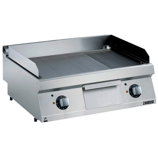 Electric 800mm Smooth and Ribbed Brushed Chrome Plate Fry Top